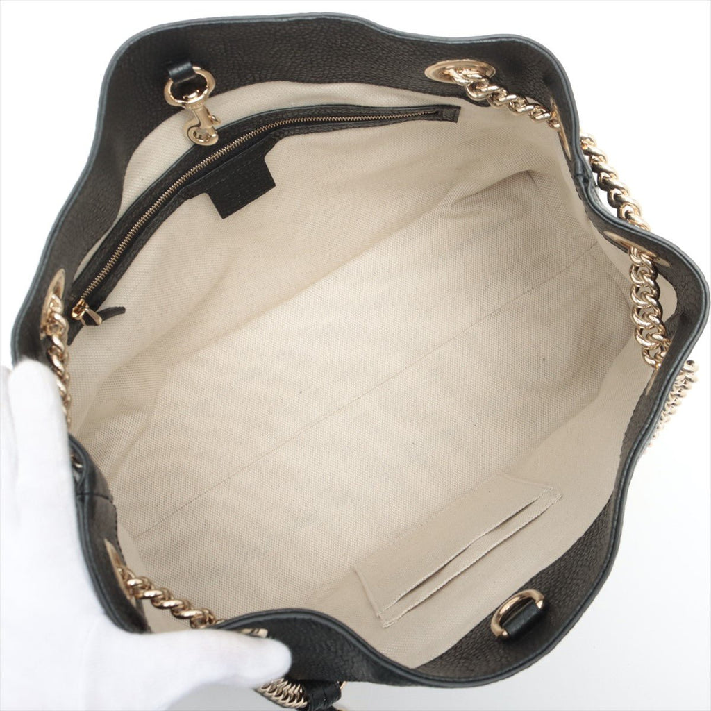 Soho Leather Chain Black Tote