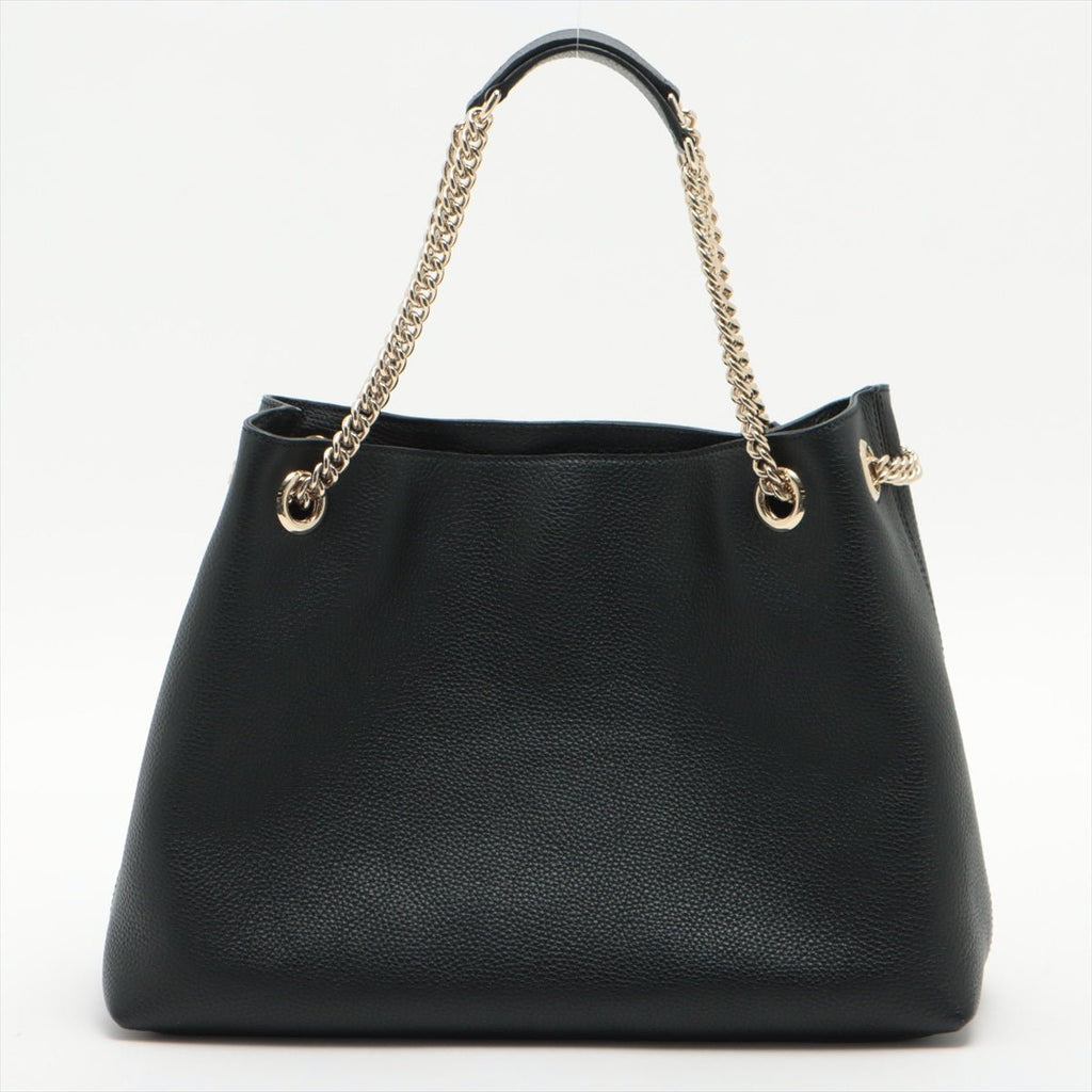 Soho Leather Chain Black Tote