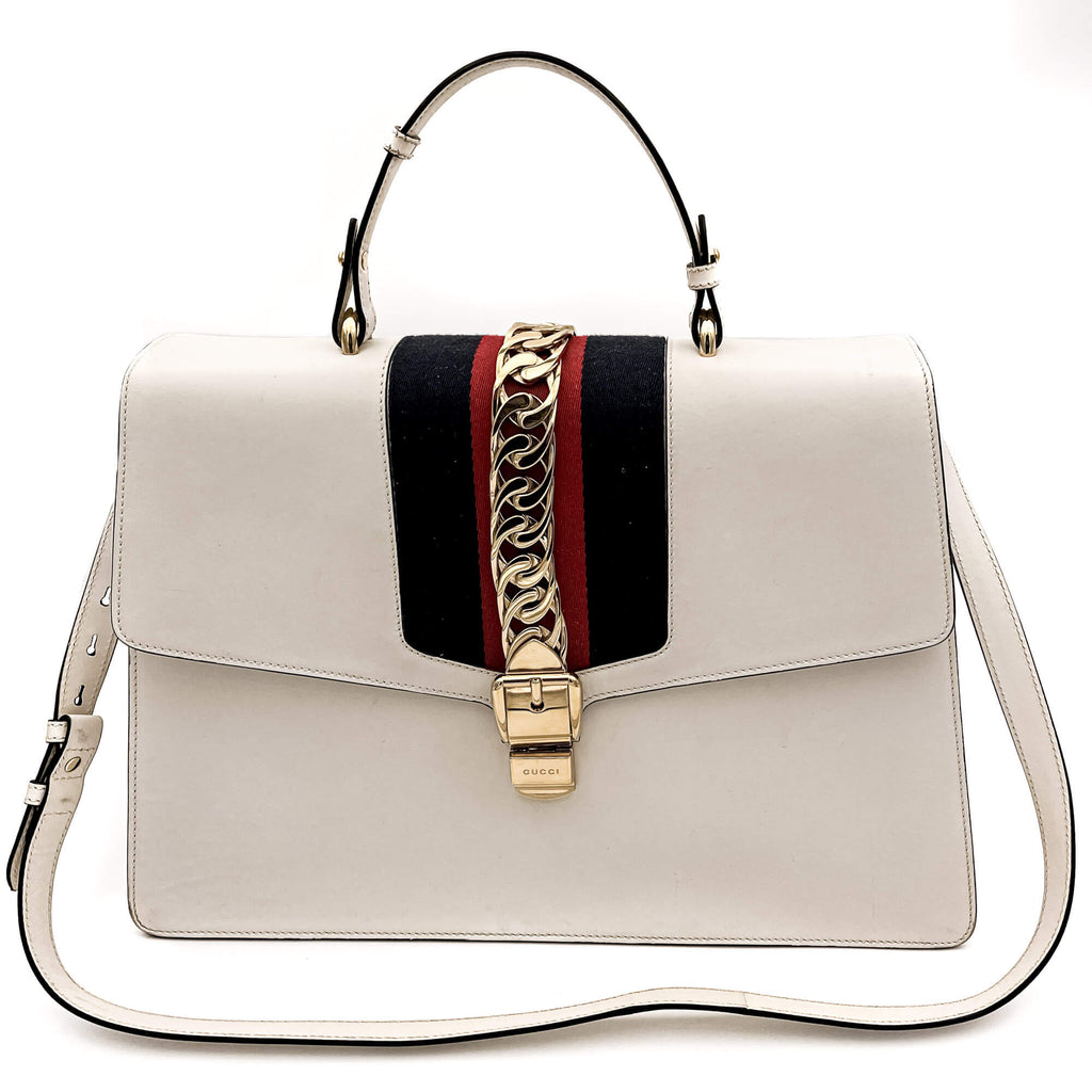 Sylvie Maxi Leather White Bag