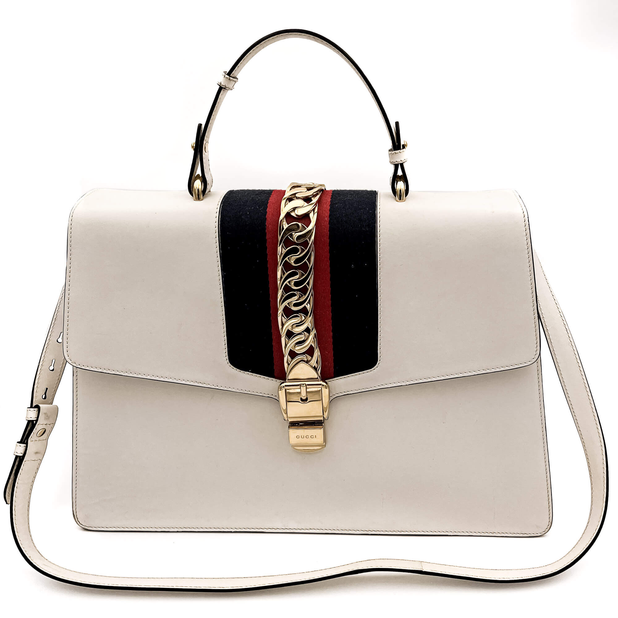 Sylvie Maxi Leather White Bag
