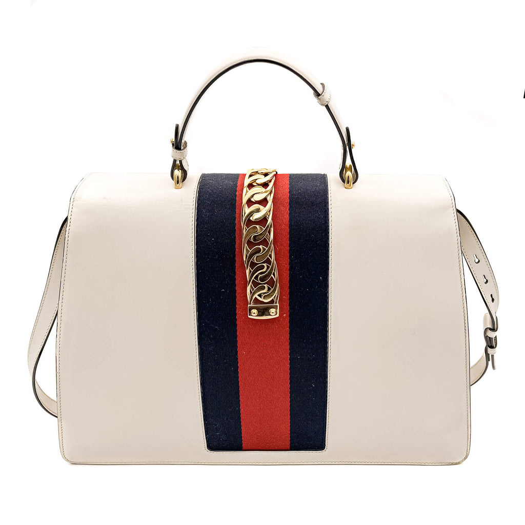 Sylvie Maxi Leather White Bag