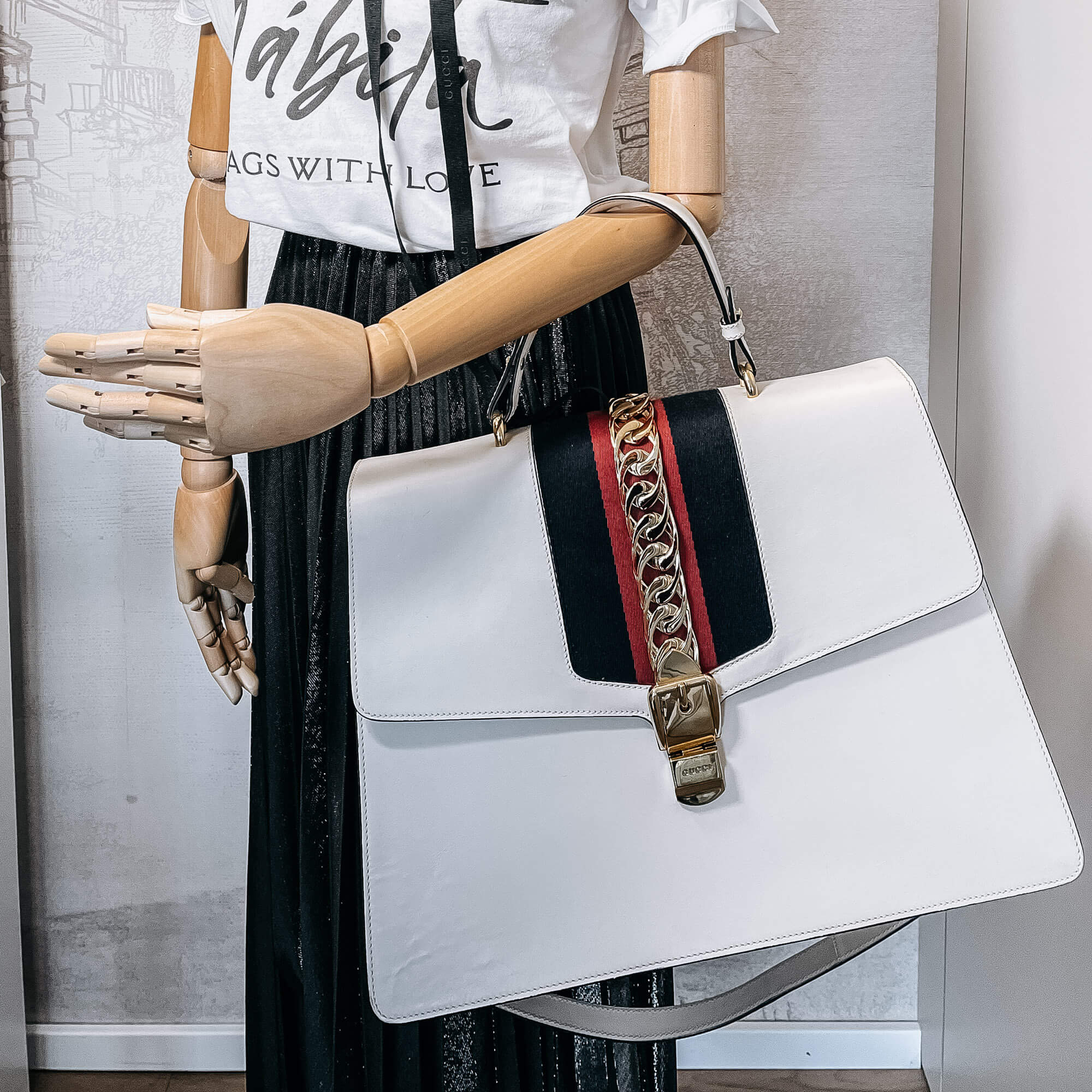 Sylvie Maxi Leather White Bag