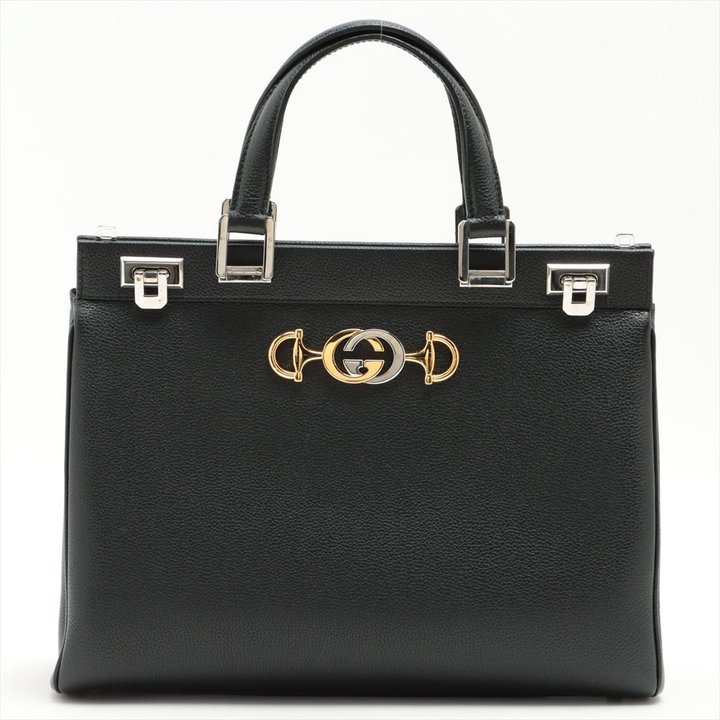 Zumi Black Leather 2-way Handbag