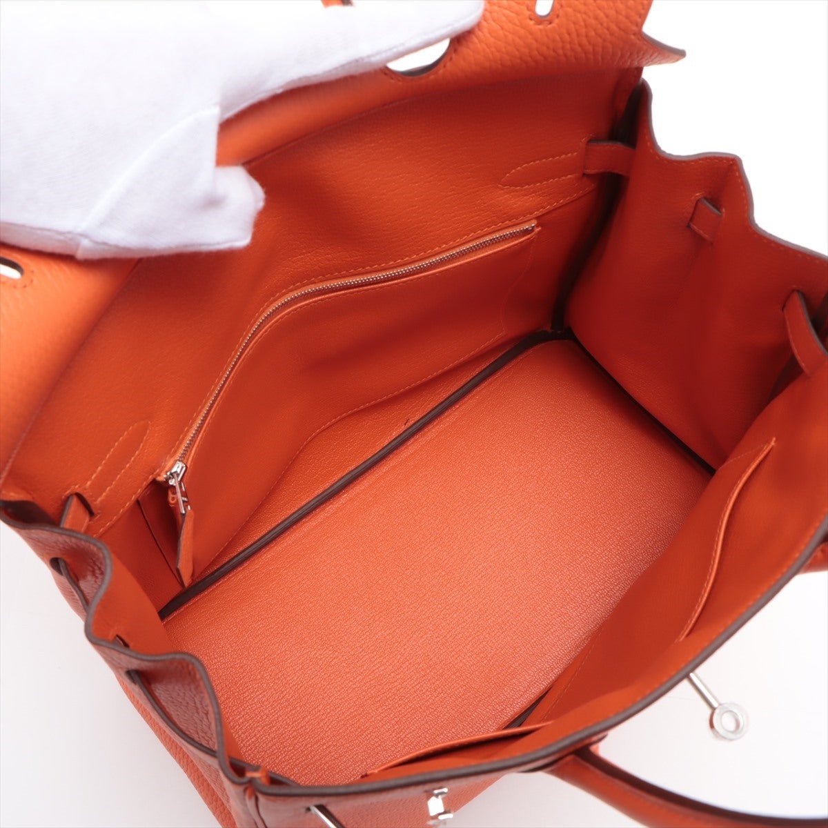 Birkin 30 Taurillon Clemence Feu Silver Hardware