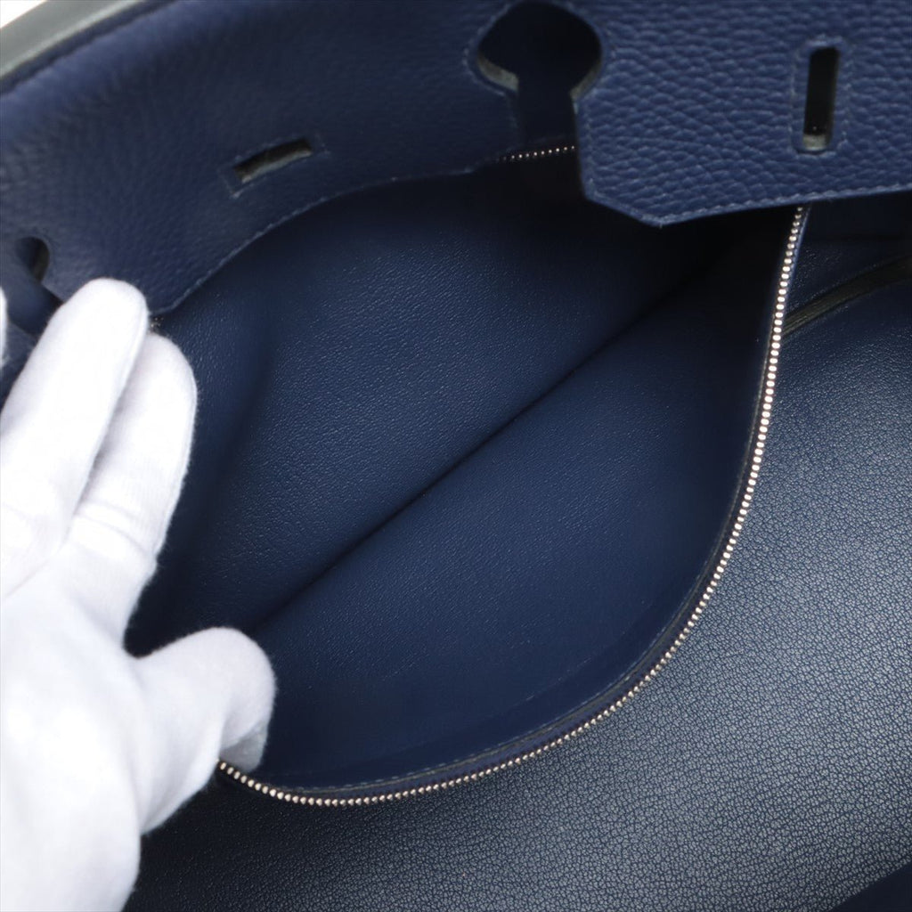 Birkin 35 Taurillon Clemence Blue Encre Silver Hardware