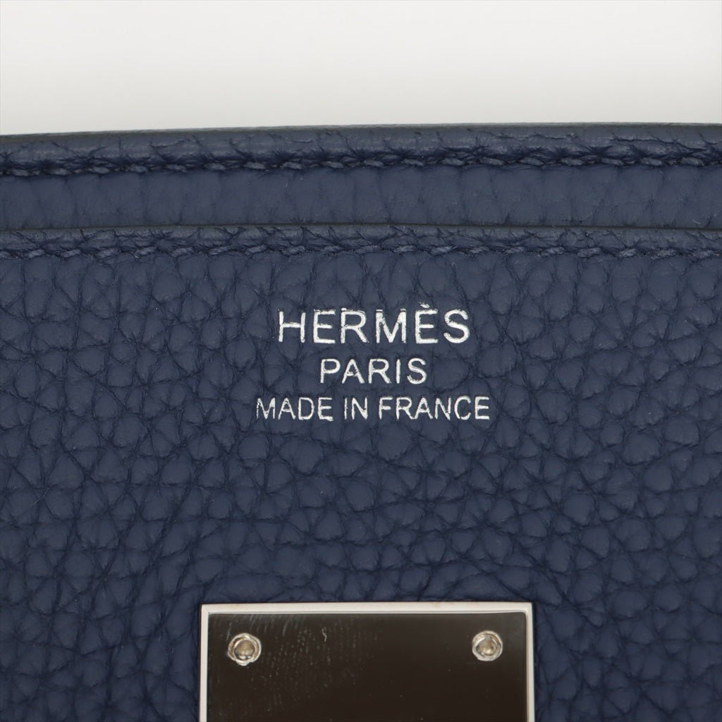 Birkin 35 Taurillon Clemence Blue Encre Silver Hardware