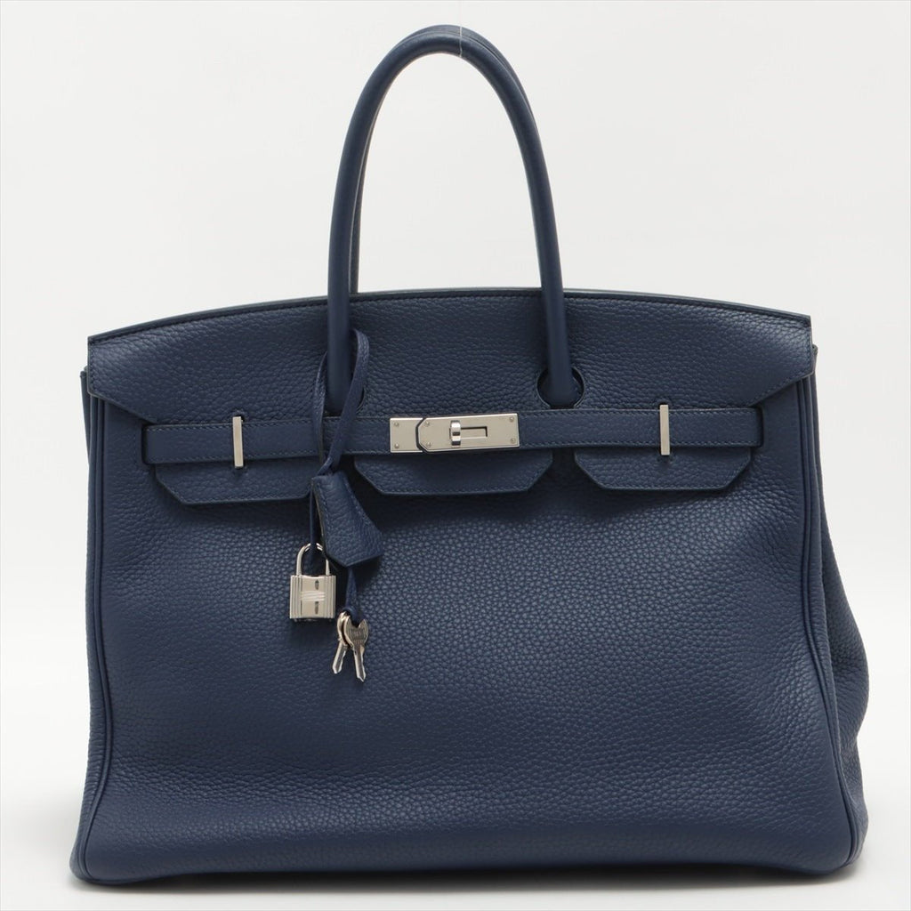 Birkin 35 Taurillon Clemence Blue Encre Silver Hardware