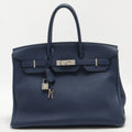 Birkin 35 Taurillon Clemence Blue Encre Silver Hardware