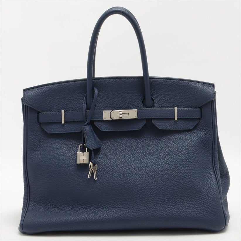 Birkin 35 Taurillon Clemence Blue Encre Silver Hardware