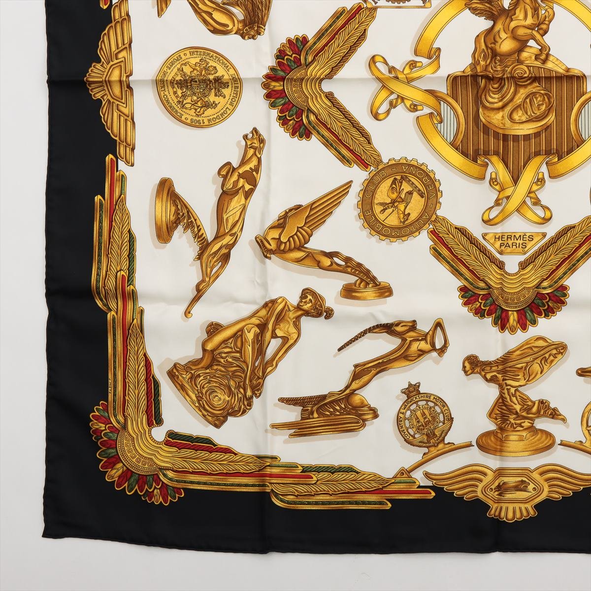 Les Parure Du Vent 90 Silk Black&Gold Foulard