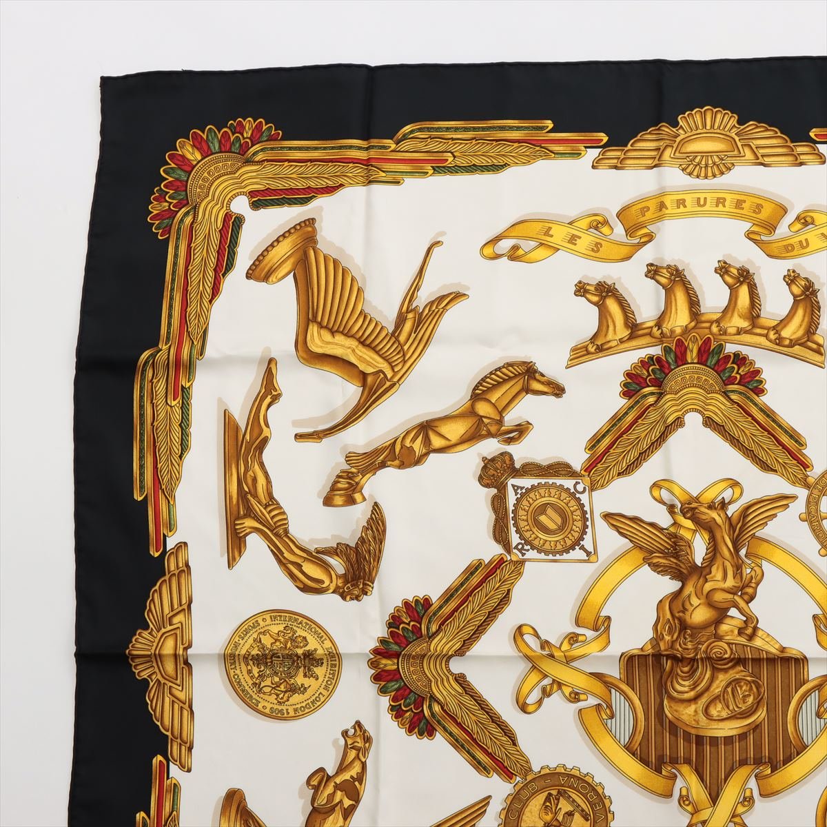 Les Parure Du Vent 90 Silk Black&Gold Foulard