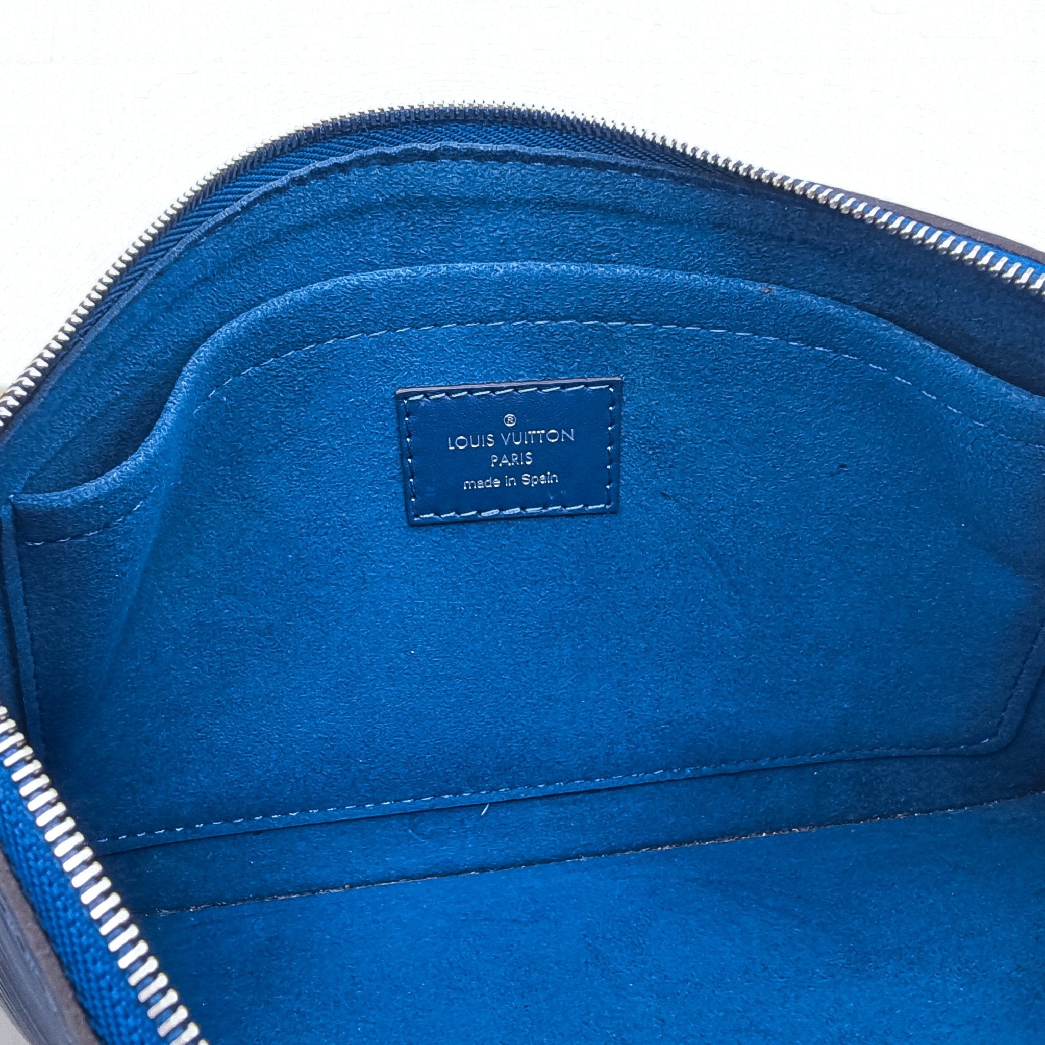 Blue Epi Leather Wristlet Pouch