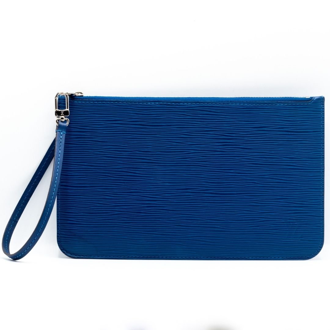 Blue Epi Leather Wristlet Pouch
