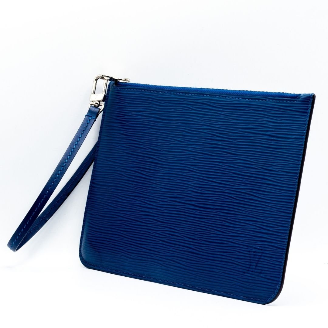 Blue Epi Leather Wristlet Pouch
