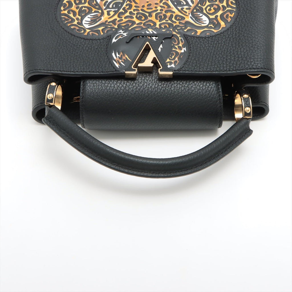 Capucines BB 2way Taurillon Leather Trapped Leopard Black