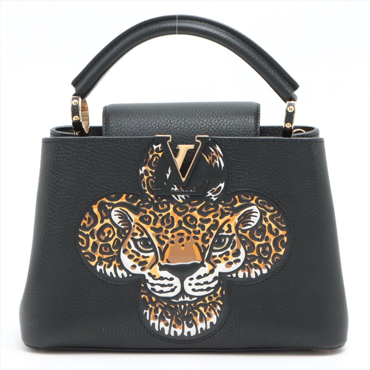 Capucines BB 2way Taurillon Leather Trapped Leopard Black