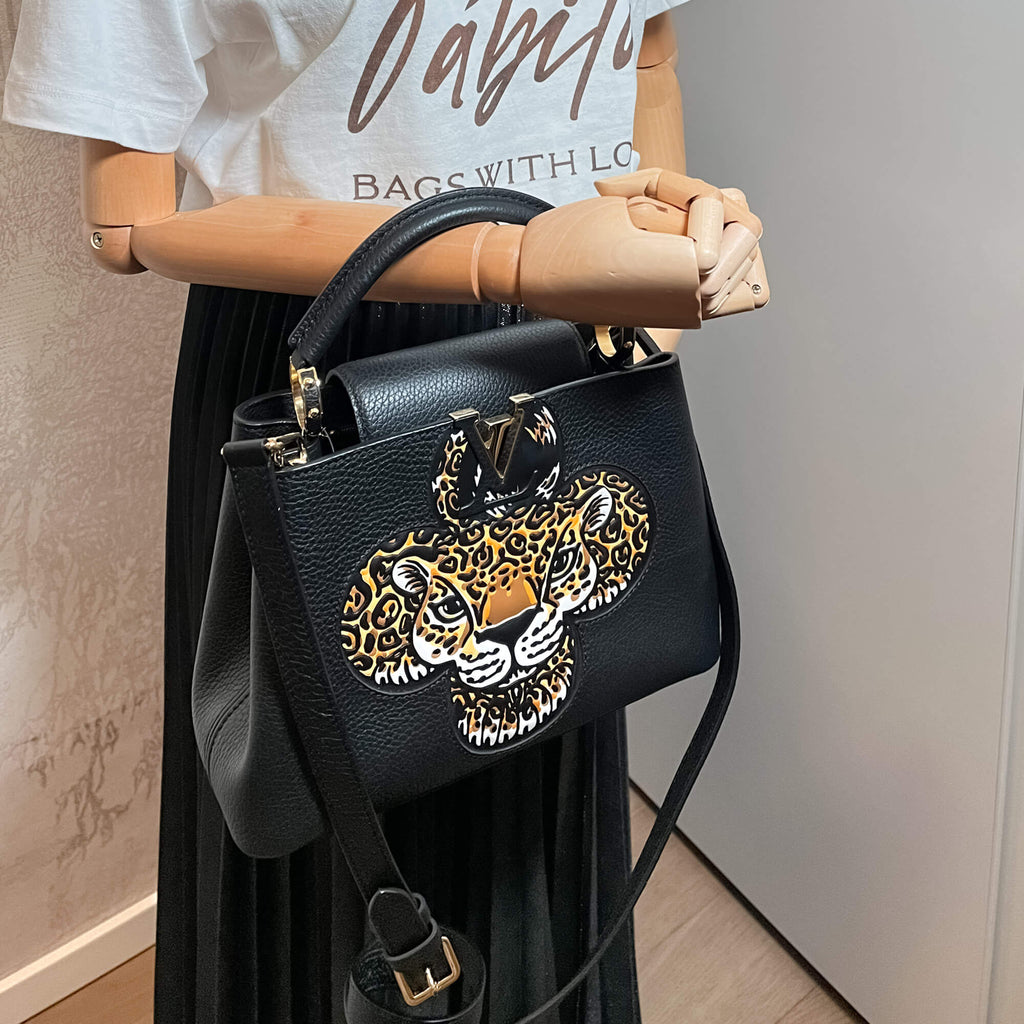 Capucines BB 2way Taurillon Leather Trapped Leopard Black