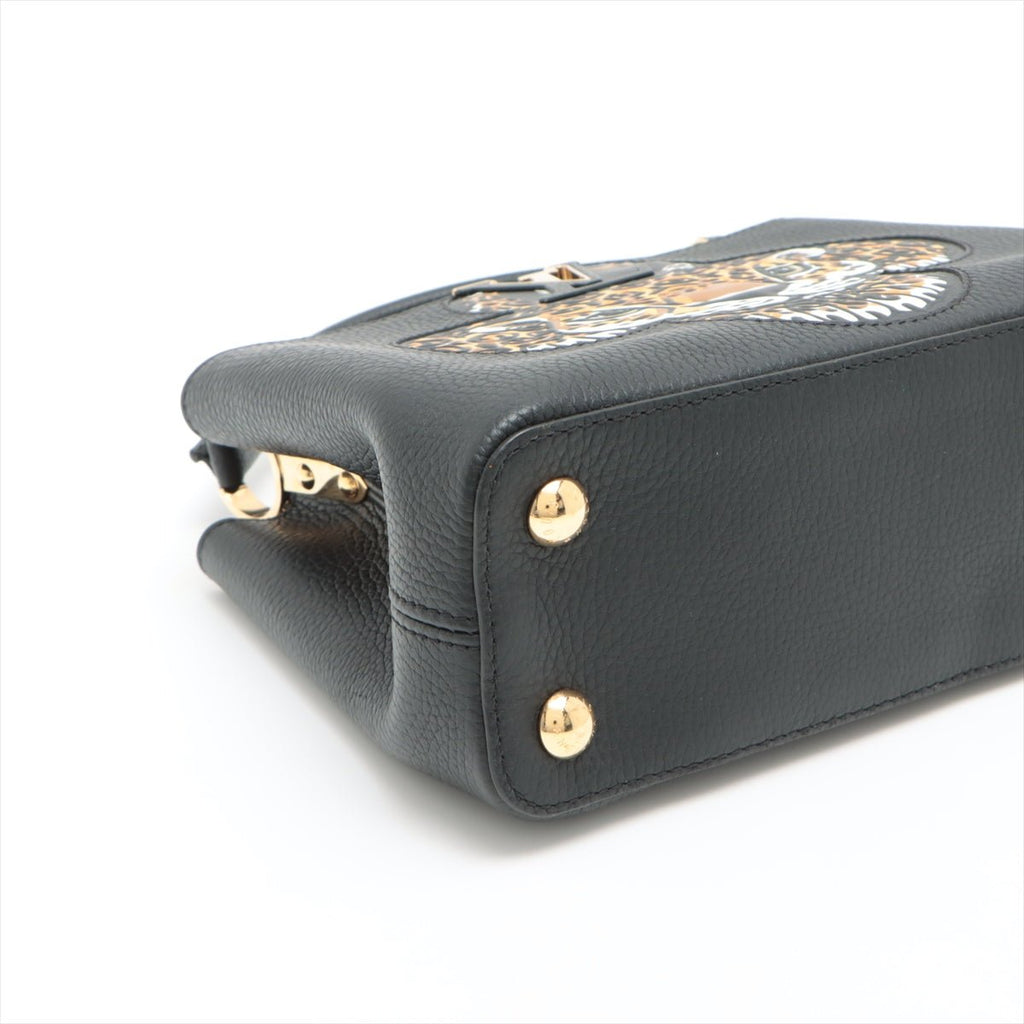 Capucines BB 2way Taurillon Leather Trapped Leopard Black