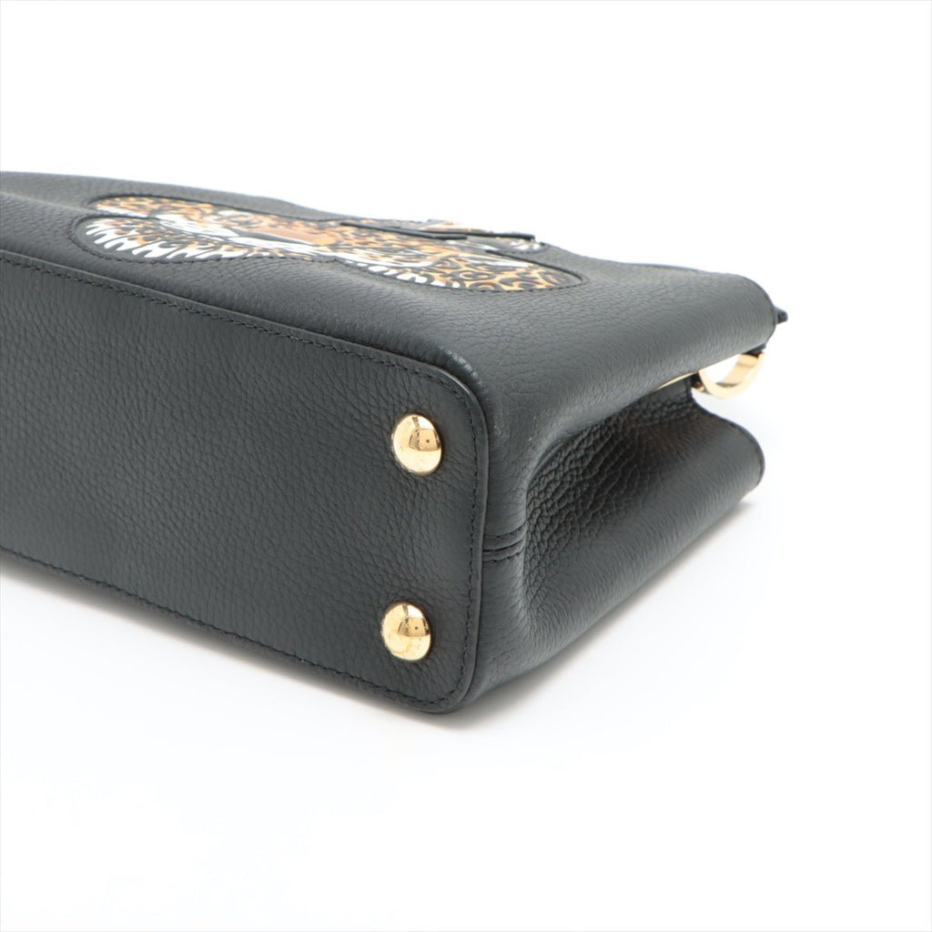 Capucines BB 2way Taurillon Leather Trapped Leopard Black