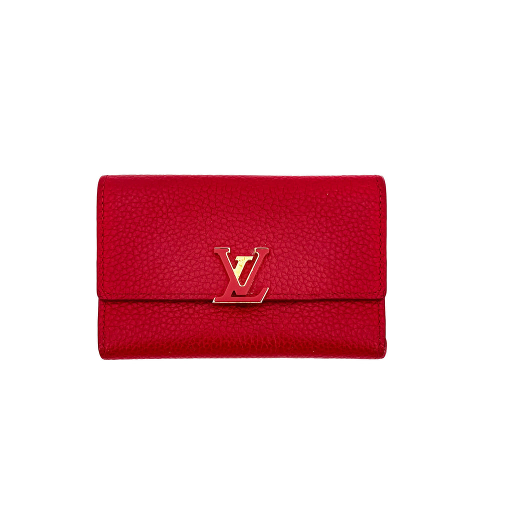 Capucines Compact Leather Red Wallet