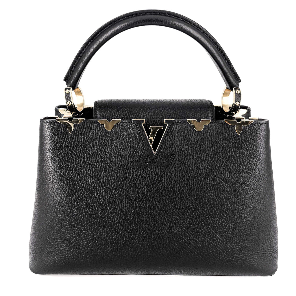 Capucines MM Crown Black Leather