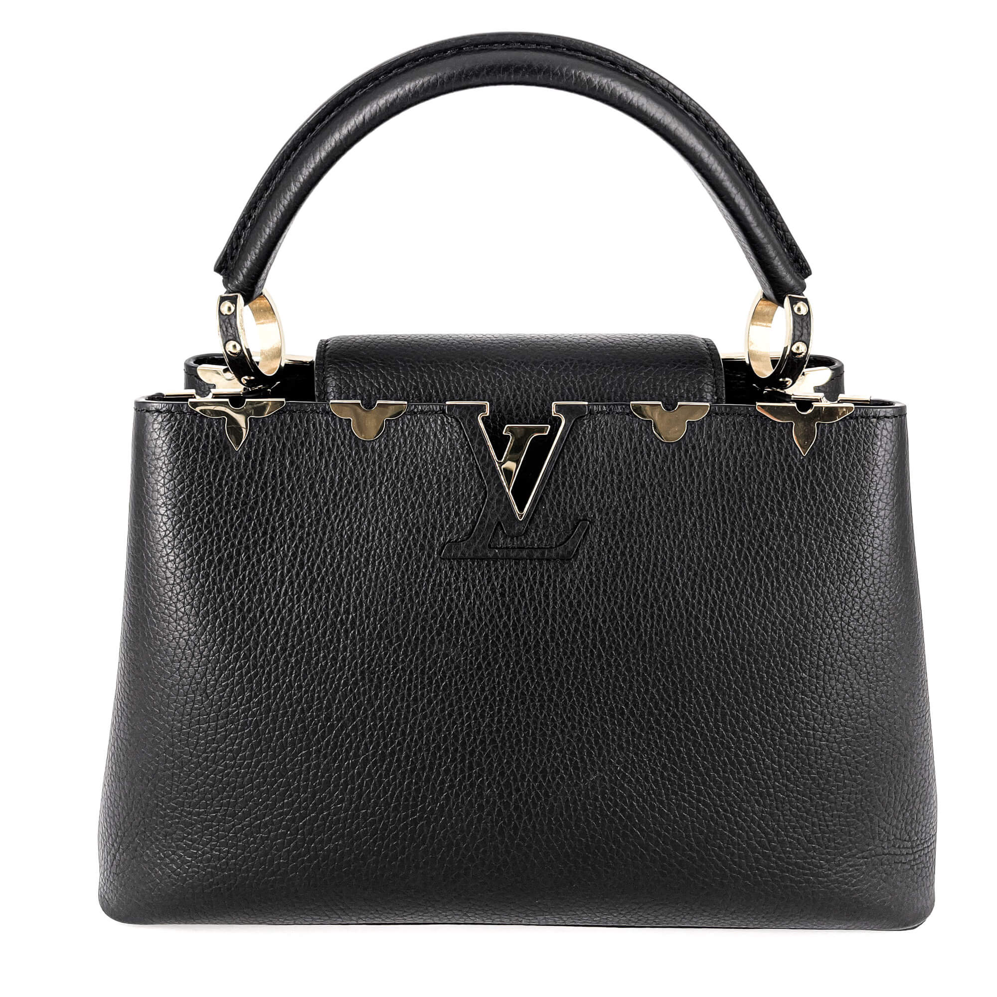 Capucines MM Crown Black Leather