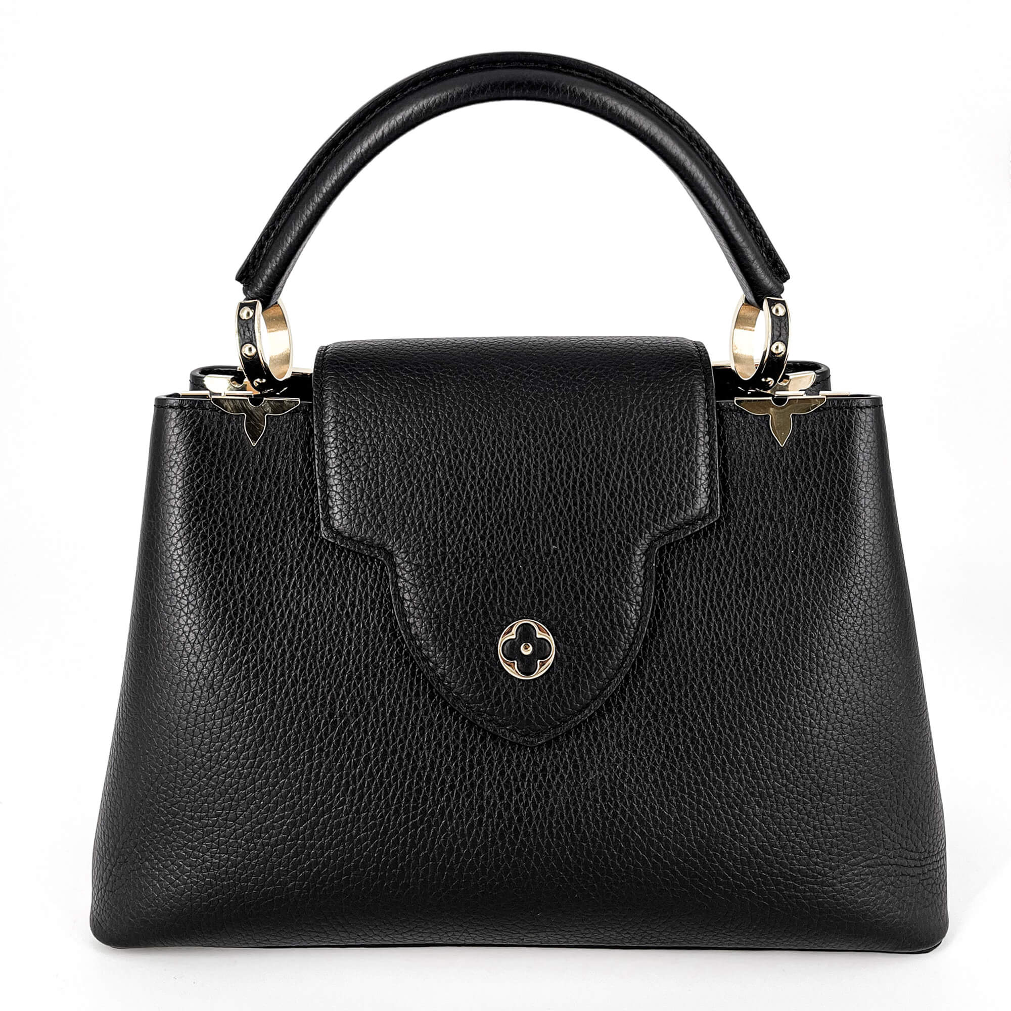 Capucines MM Crown Black Leather