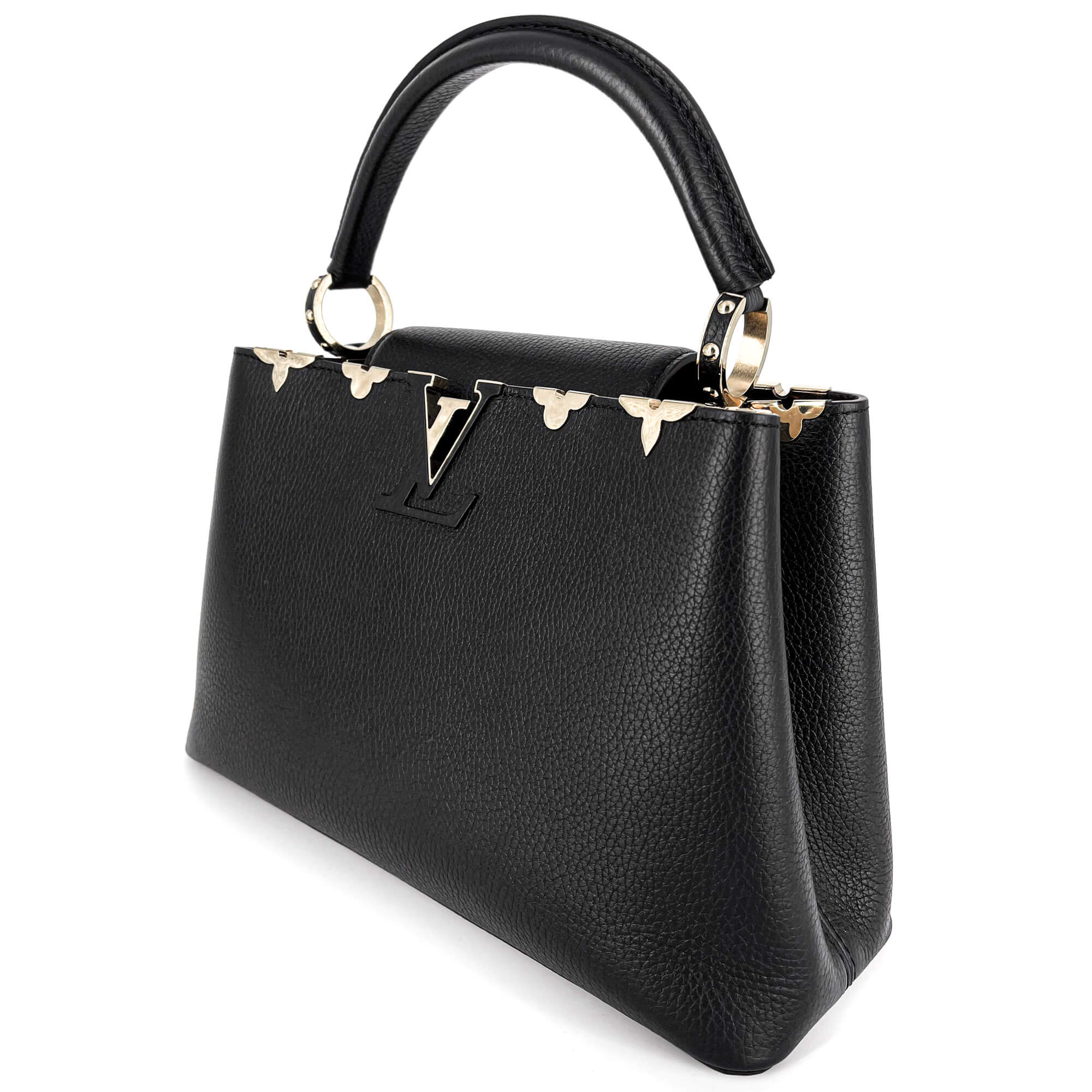 Capucines MM Crown Black Leather