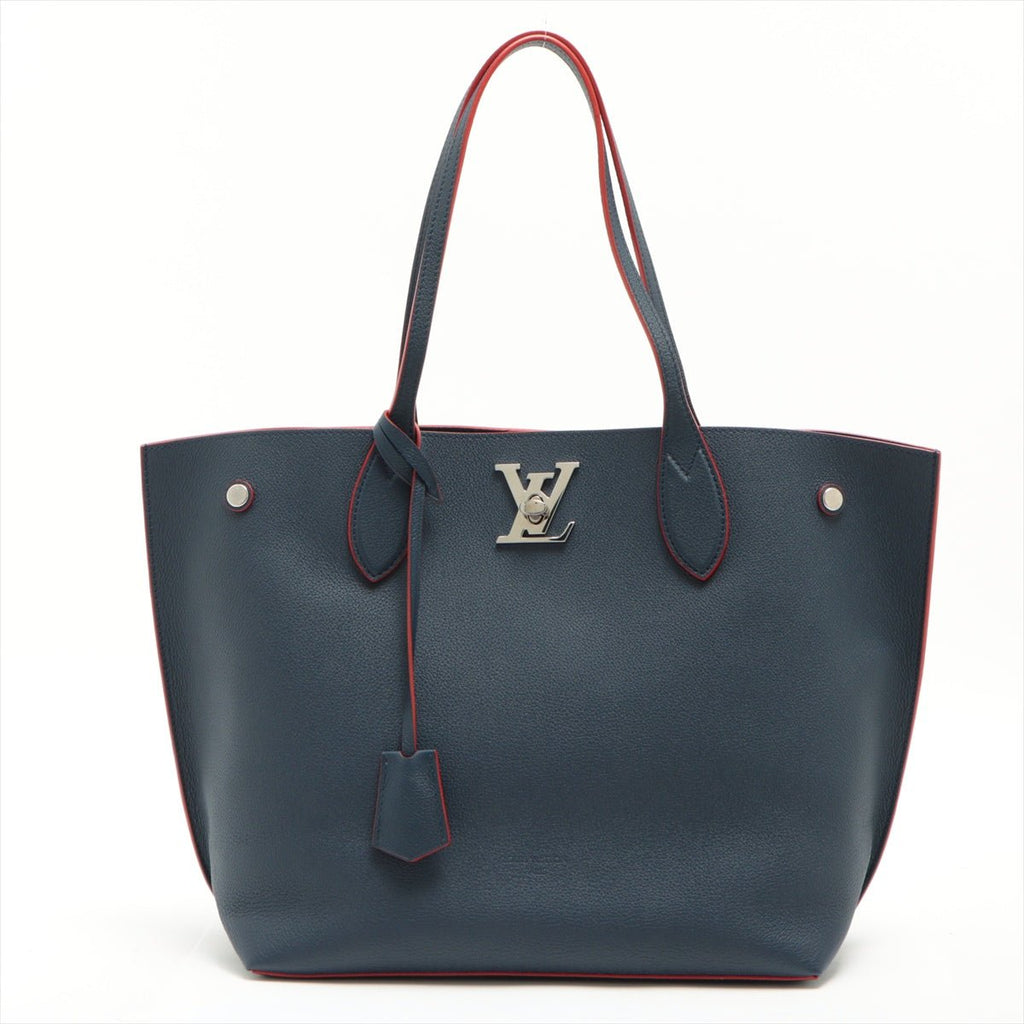 Lockme Go Leather Blue Navy Tote Bag