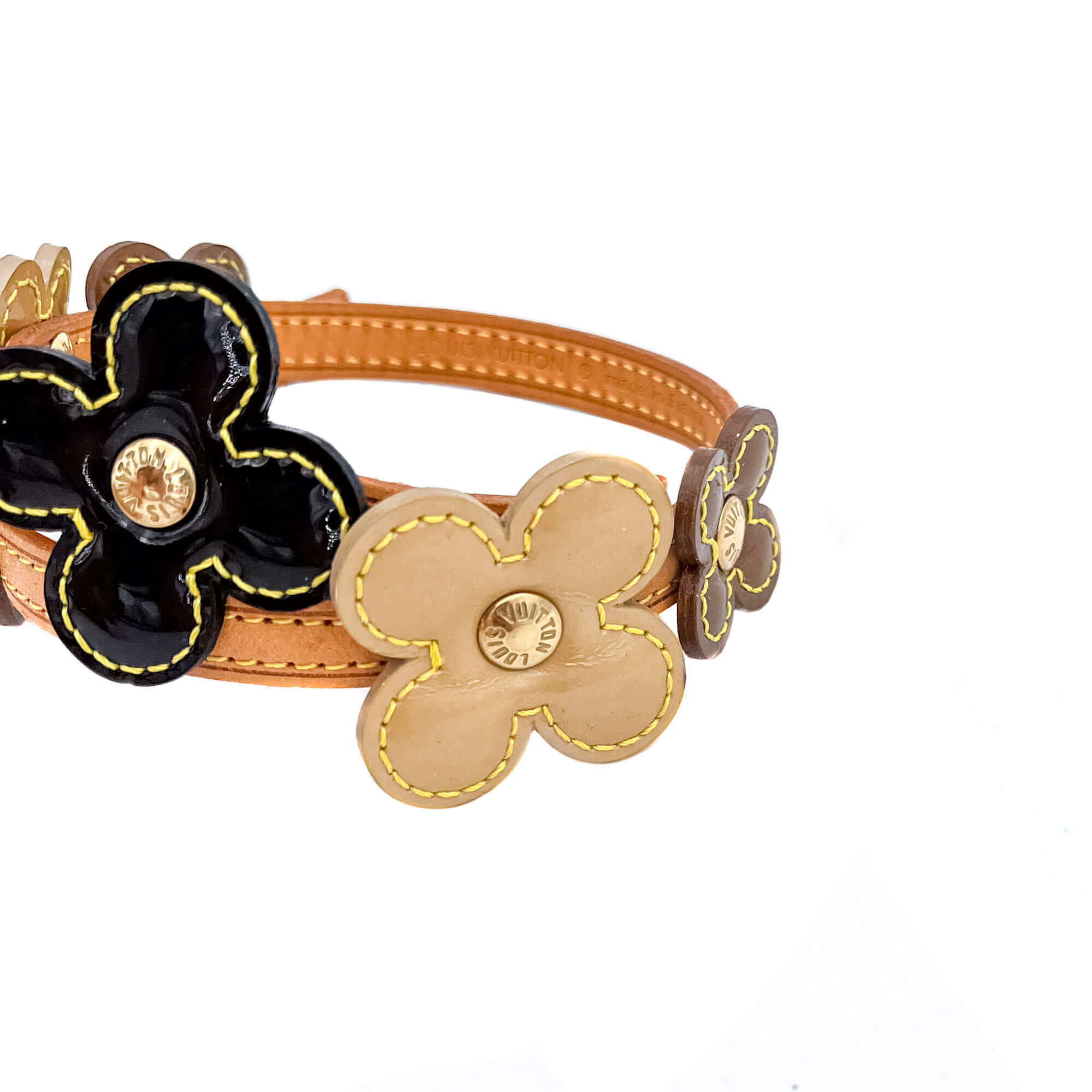 Multicolor Vernis Leather Flower Chocker Bracelet