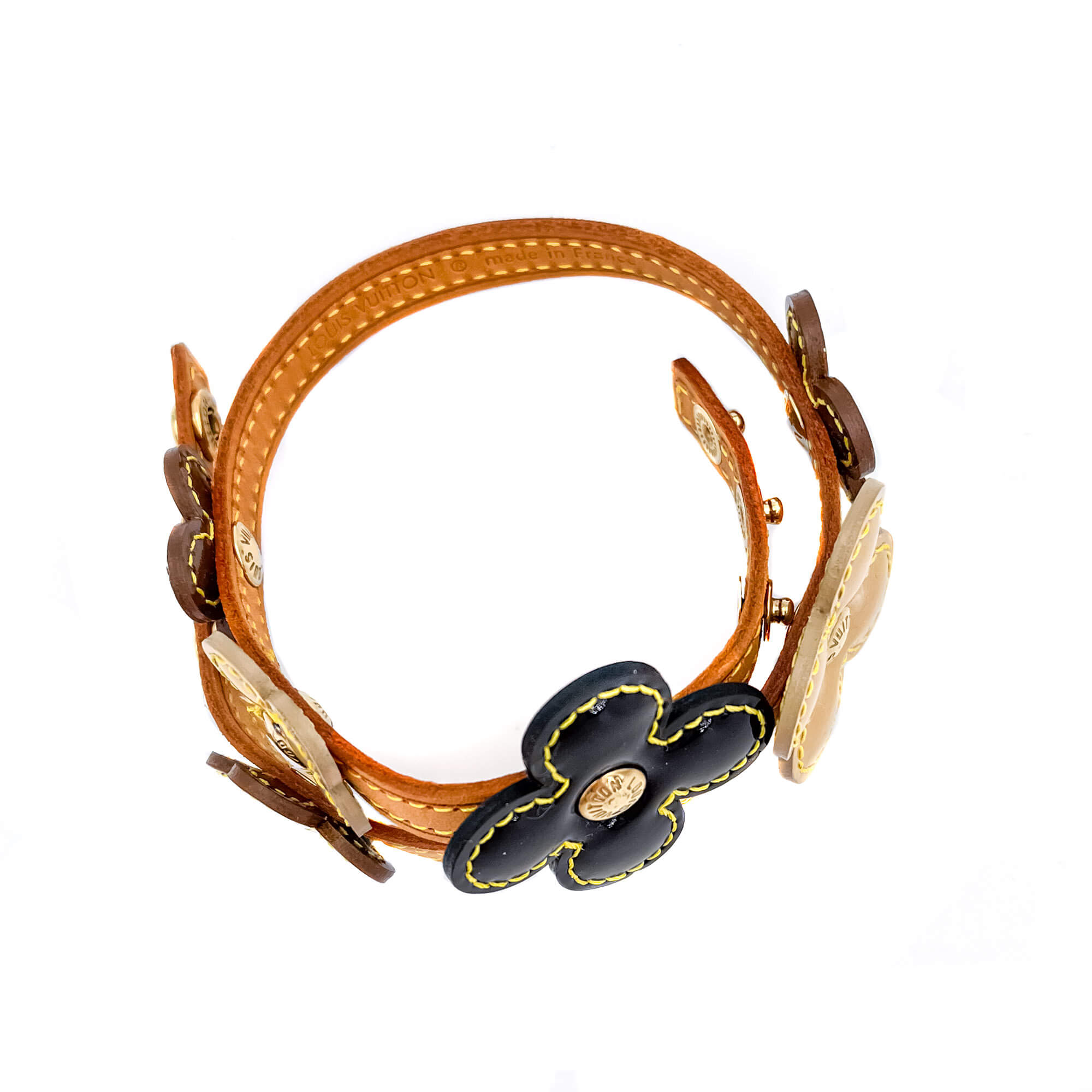 Multicolor Vernis Leather Flower Chocker Bracelet