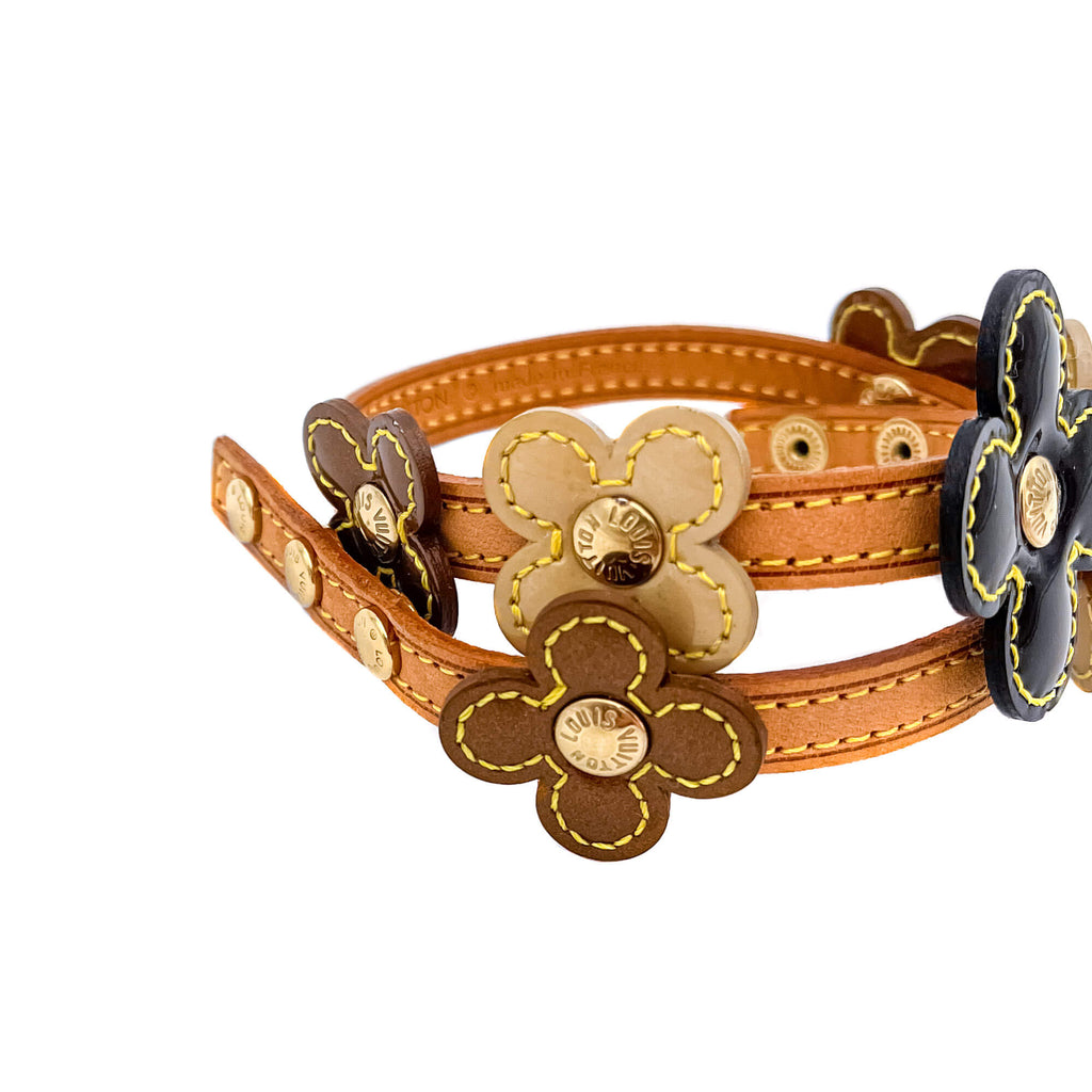 Multicolor Vernis Leather Flower Chocker Bracelet
