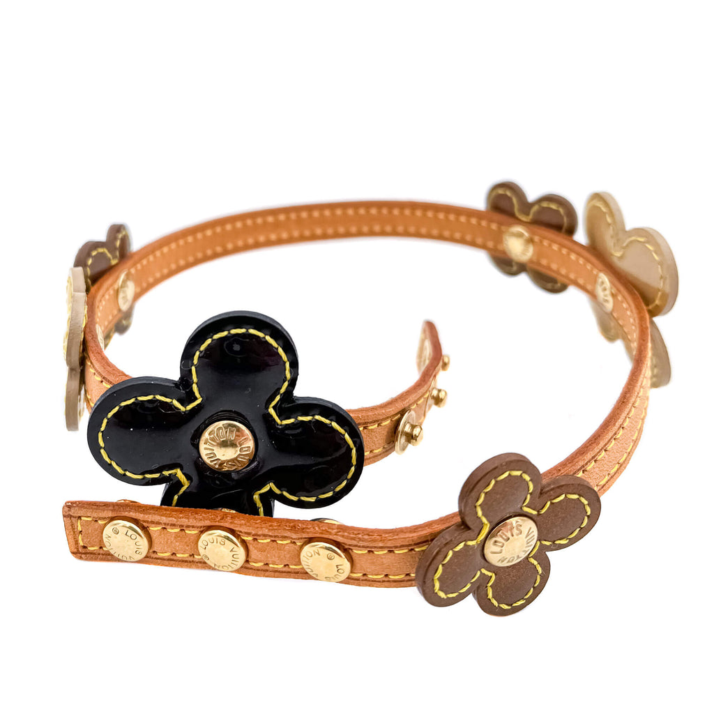 Multicolor Vernis Leather Flower Chocker Bracelet