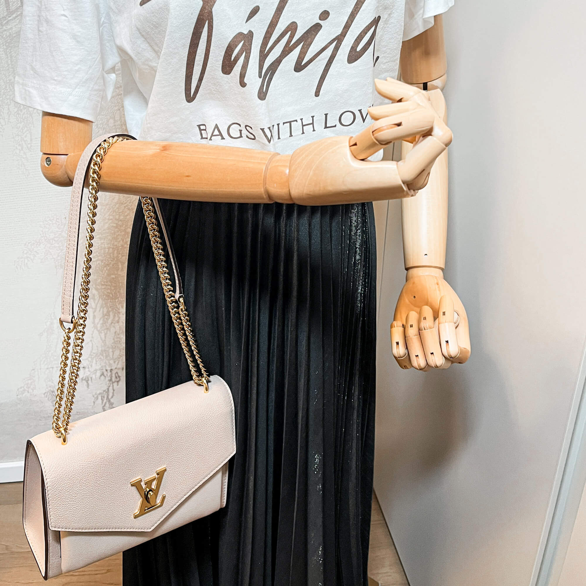 Mylockme BB Leather Beige 2-Way Chain Bag