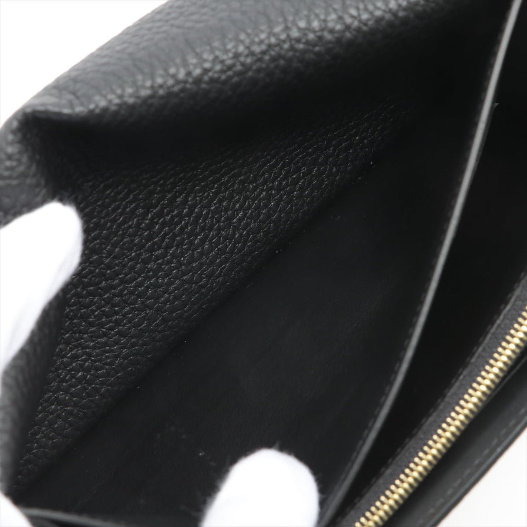 Portefeuille Capucines Crown in Taurillon Black Leather