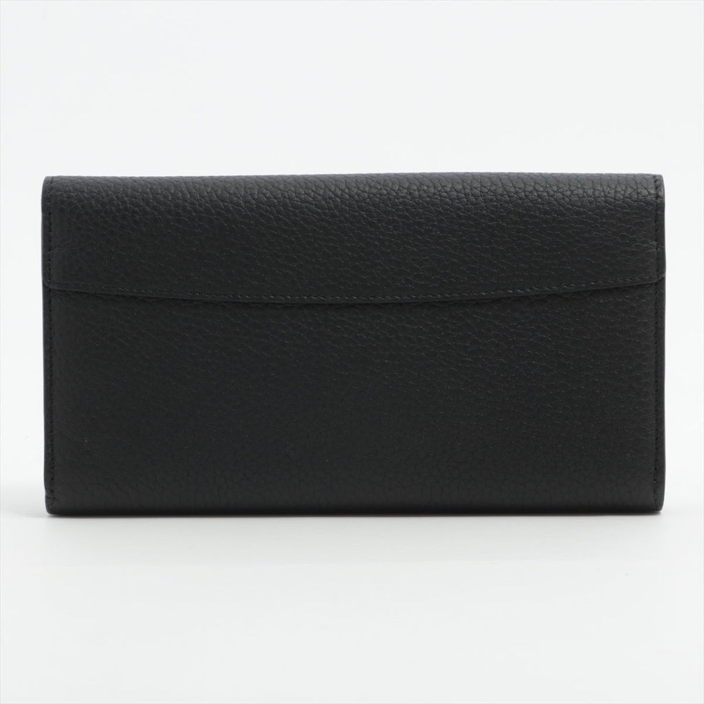 Portefeuille Capucines Crown in Taurillon Black Leather