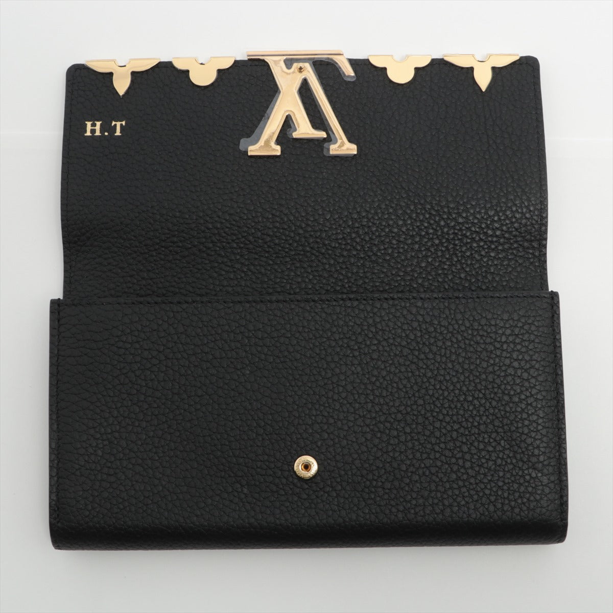 Portefeuille Capucines Crown in Taurillon Black Leather