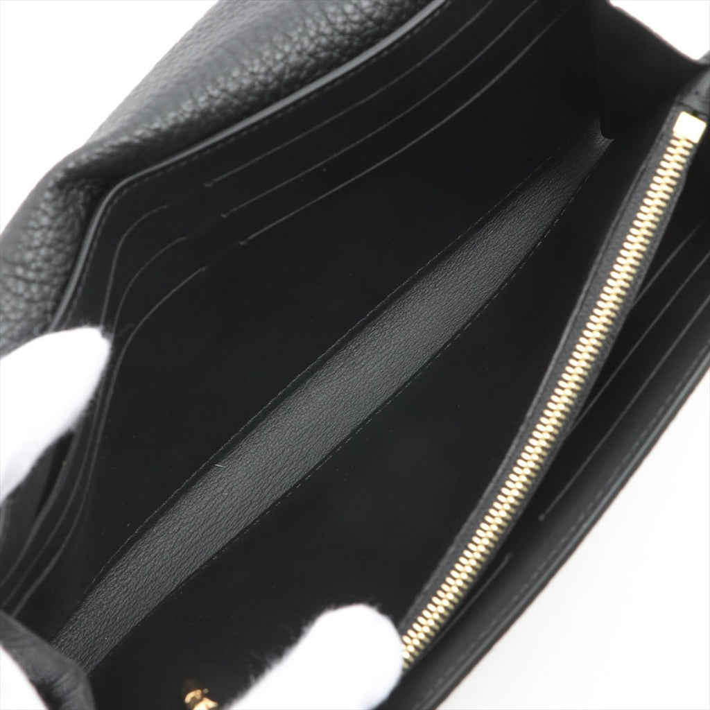 Portefeuille Capucines Crown in Taurillon Black Leather