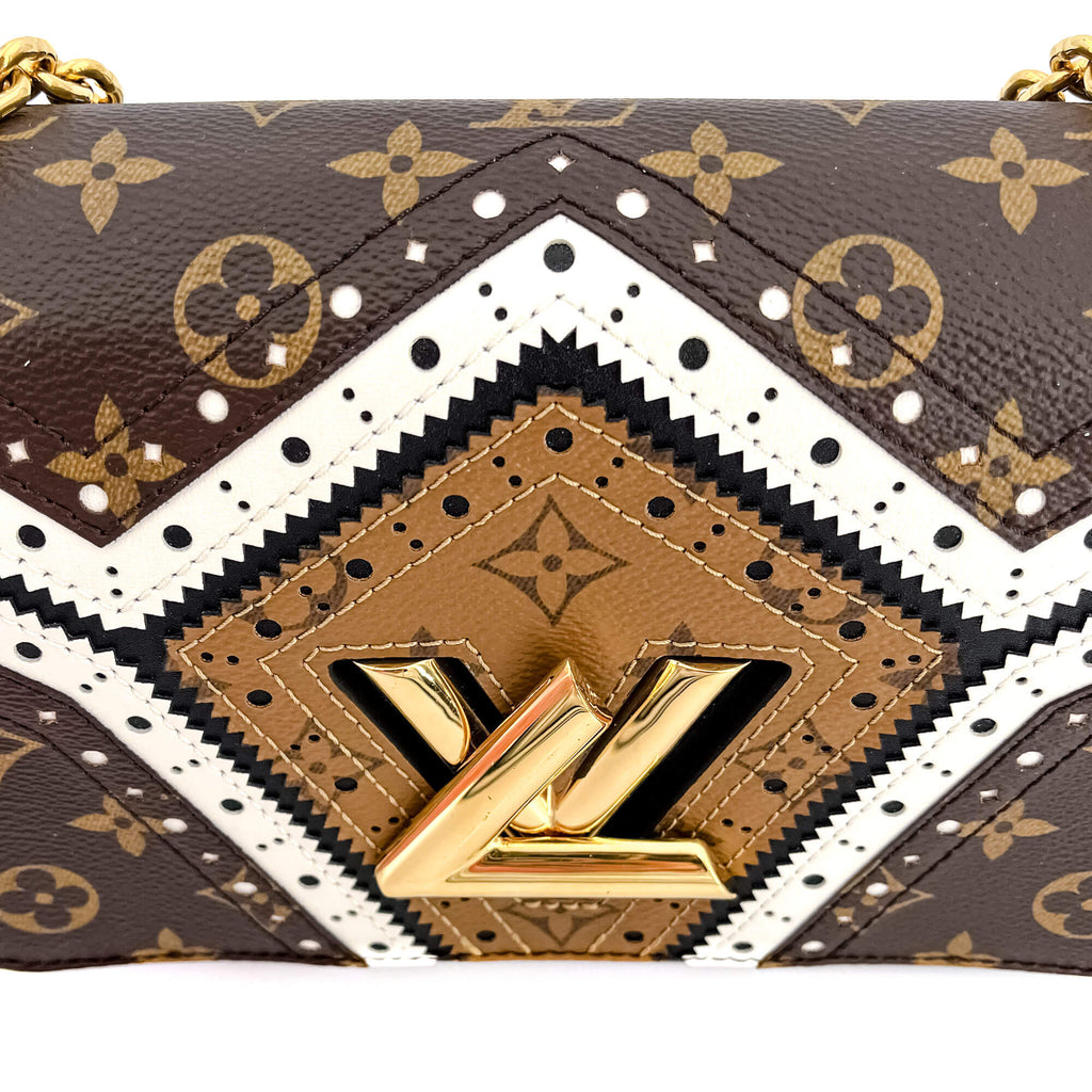 Twist Chain MM Monogram Canvas & Leather Brogue Reverse Bag