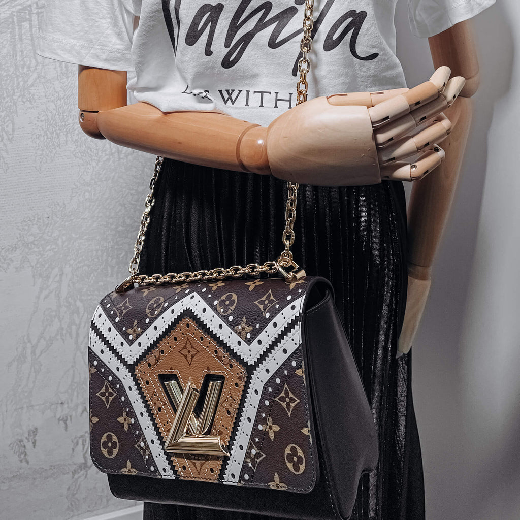 Twist Chain MM Monogram Canvas & Leather Brogue Reverse Bag