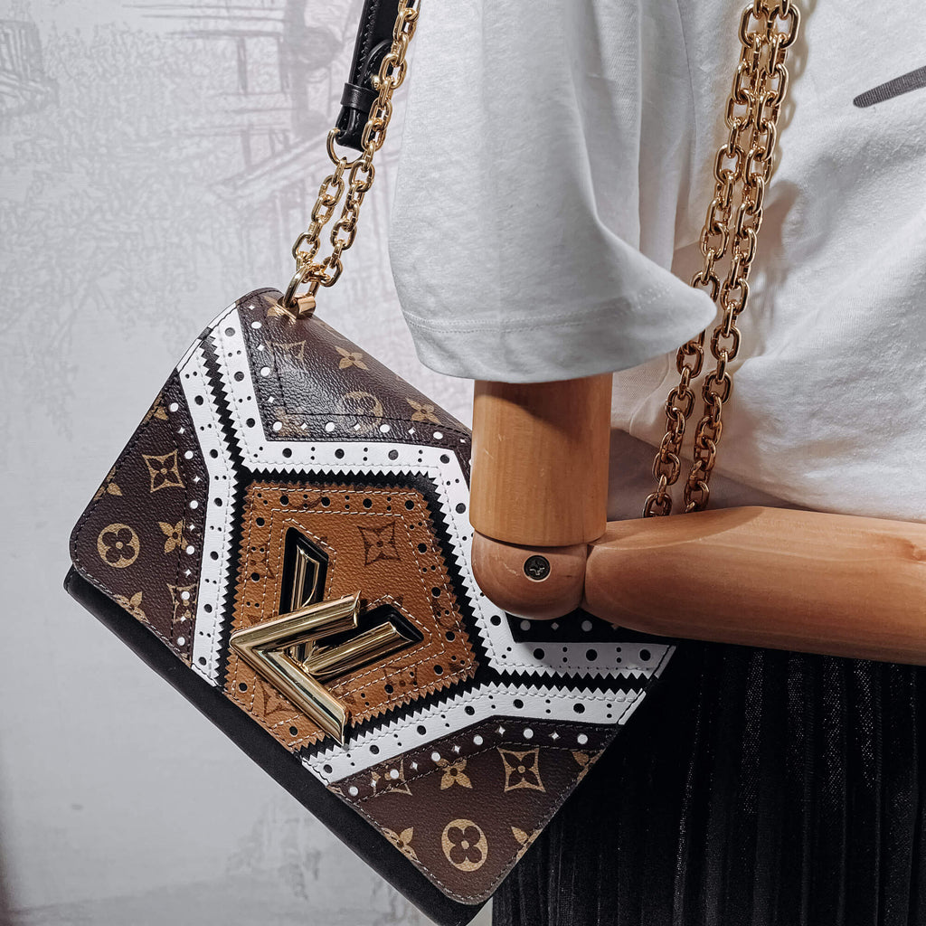 Twist Chain MM Monogram Canvas & Leather Brogue Reverse Bag