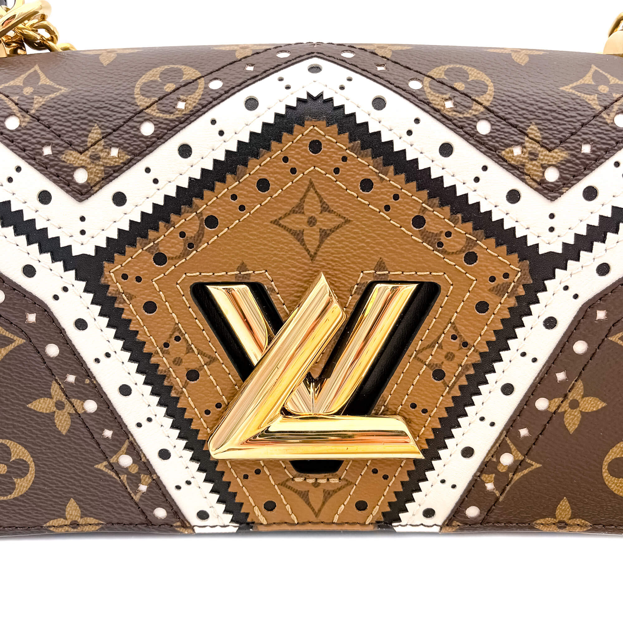 Twist Chain MM Monogram Canvas & Leather Brogue Reverse Bag