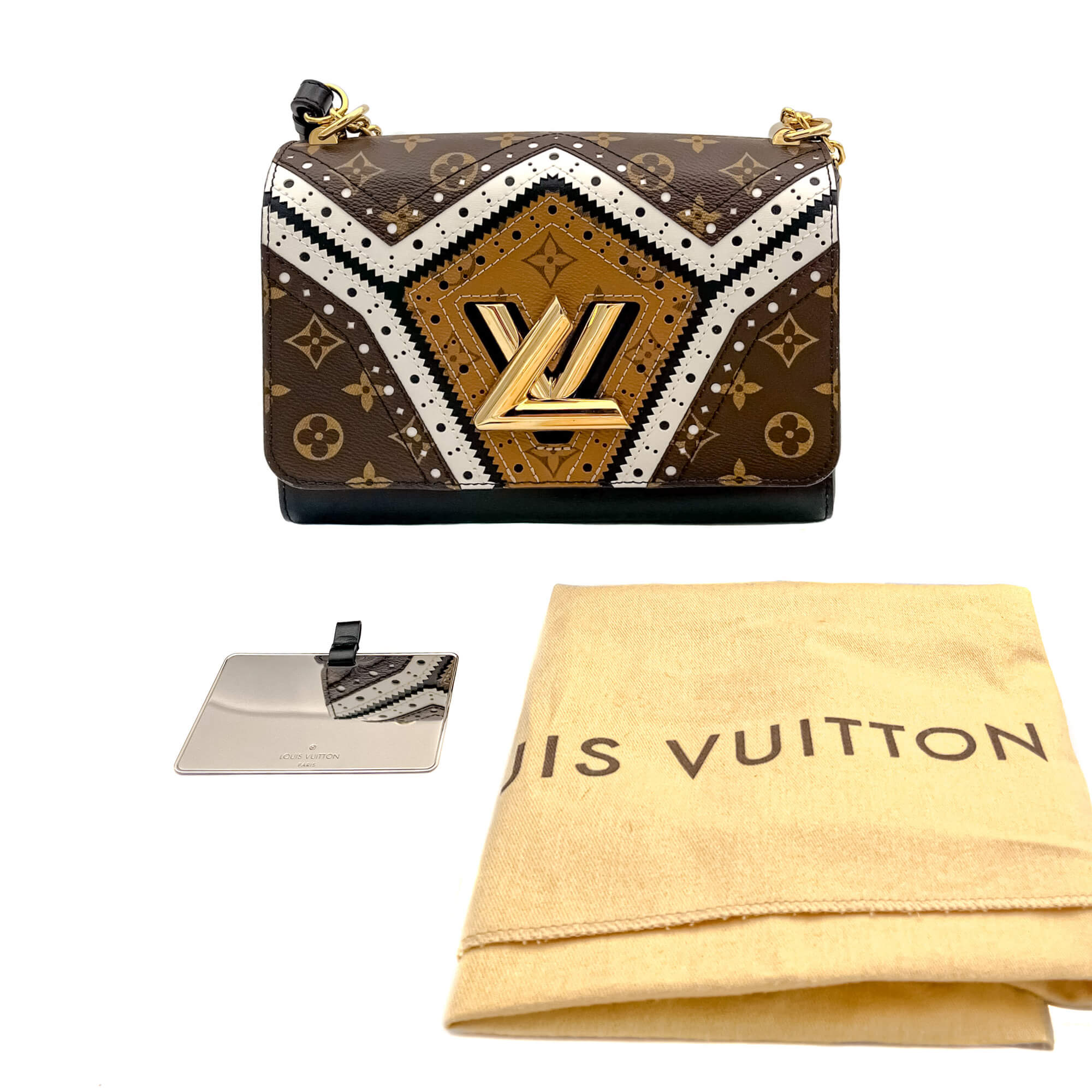 Twist Chain MM Monogram Canvas & Leather Brogue Reverse Bag