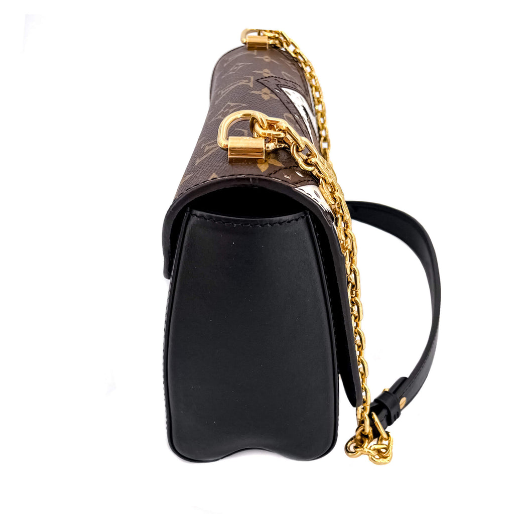 Twist Chain MM Monogram Canvas & Leather Brogue Reverse Bag