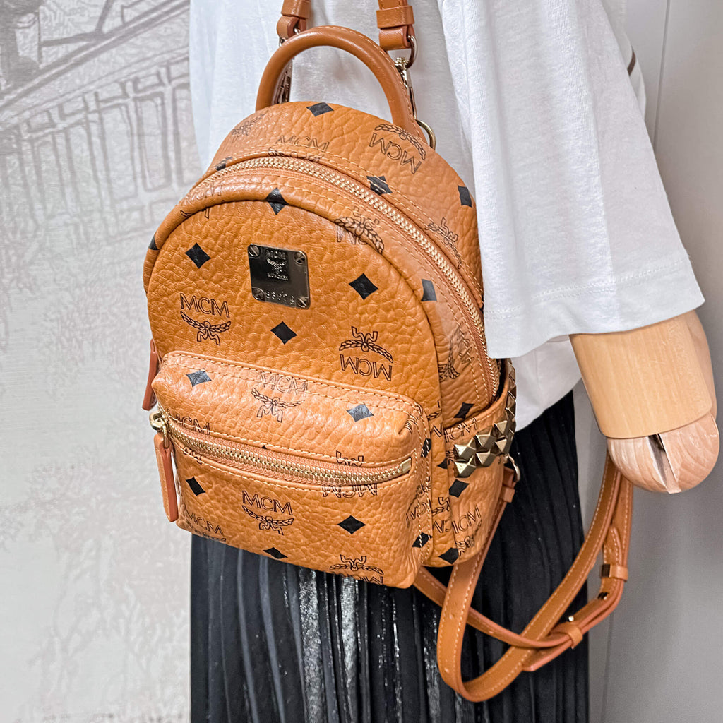 X-Mini Stark Bebe Boo Side Studs Leather Backpack Cognac
