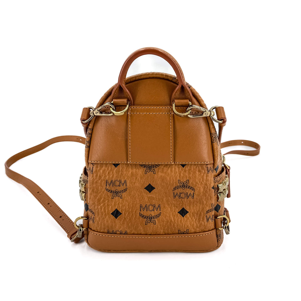 X-Mini Stark Bebe Boo Side Studs Leather Backpack Cognac