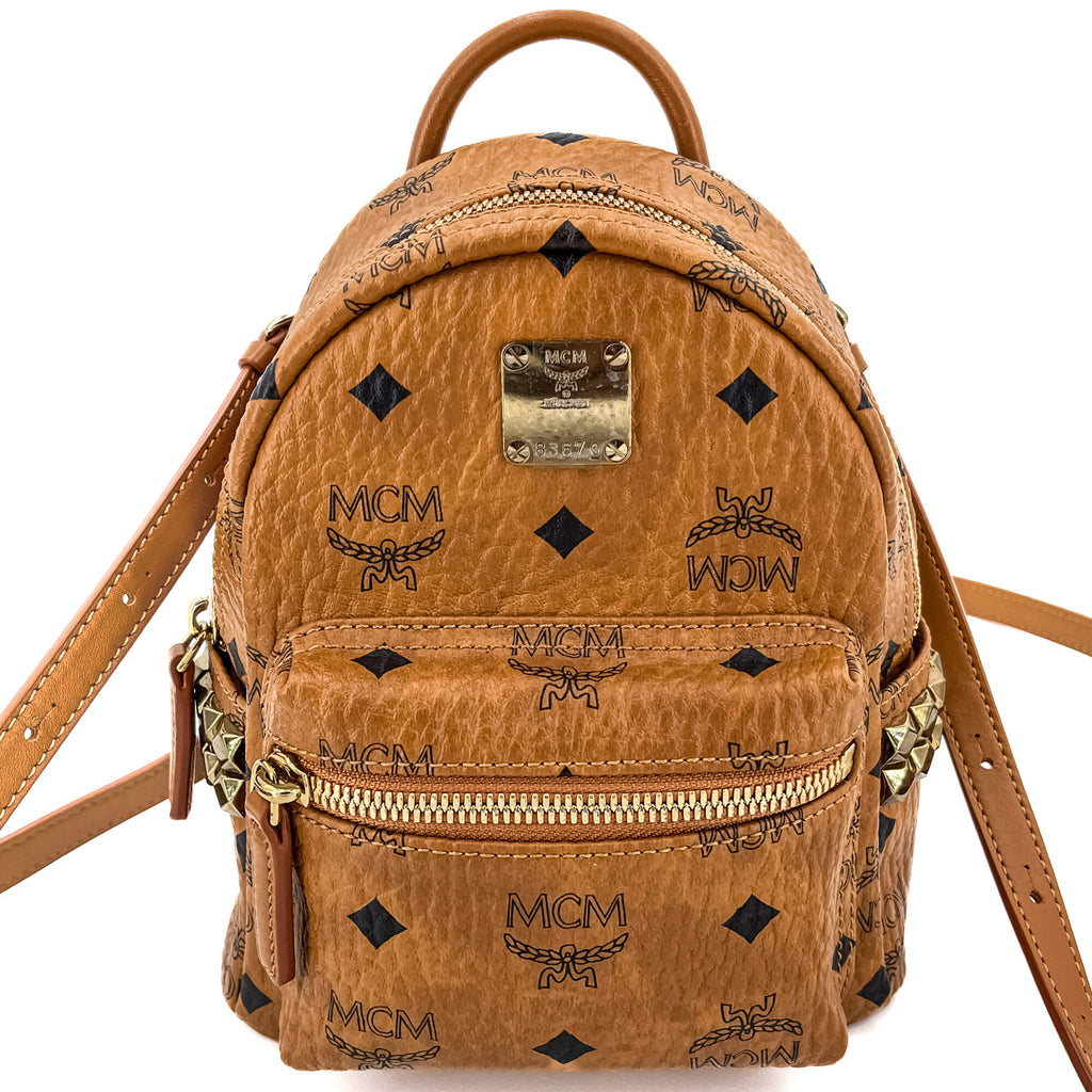 X-Mini Stark Bebe Boo Side Studs Leather Backpack Cognac