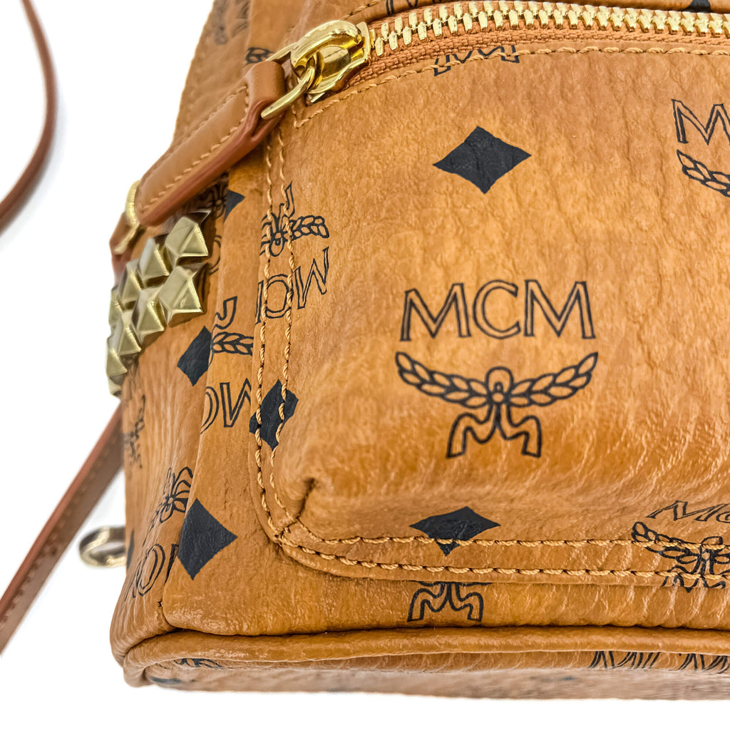 X-Mini Stark Bebe Boo Side Studs Leather Backpack Cognac