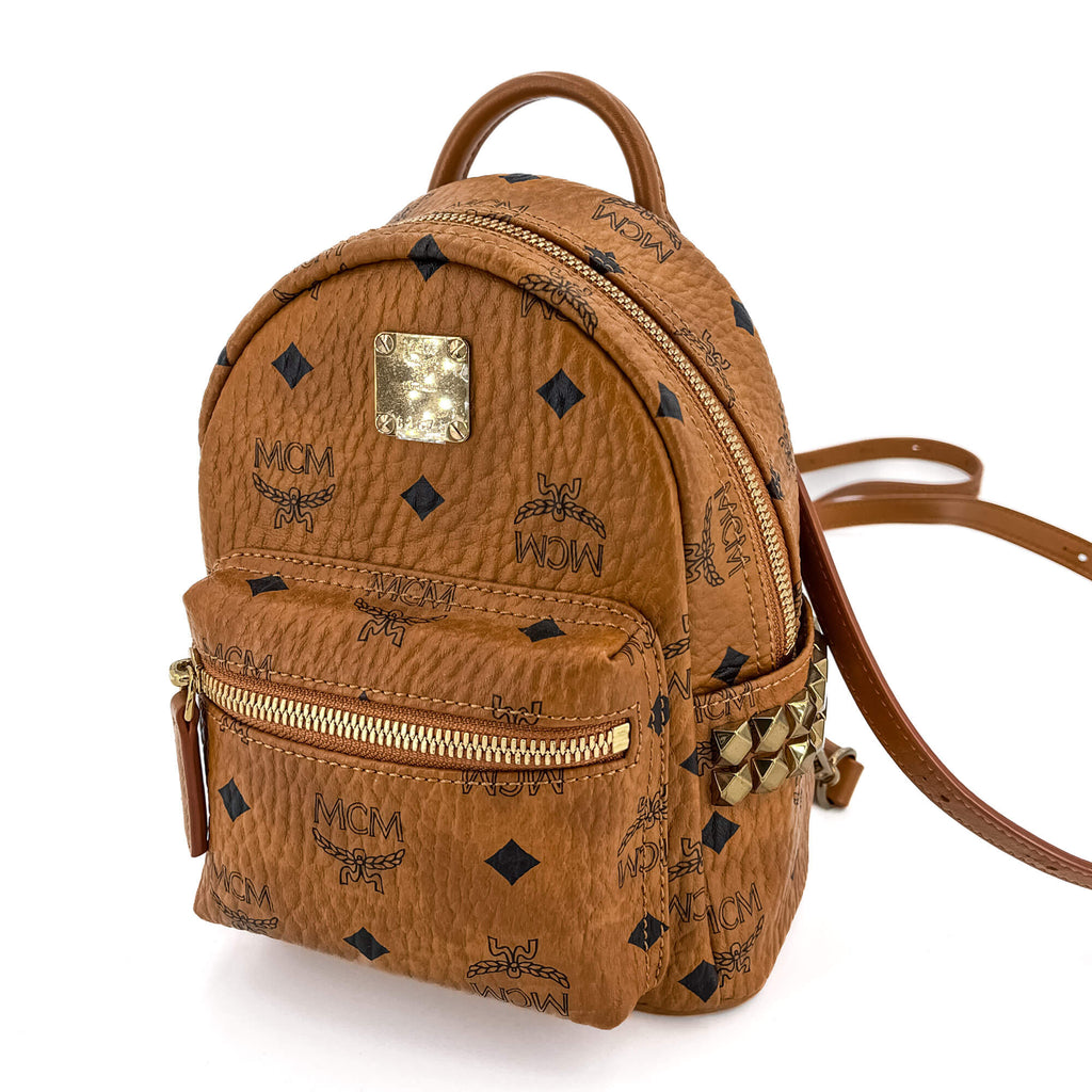 X-Mini Stark Bebe Boo Side Studs Leather Backpack Cognac