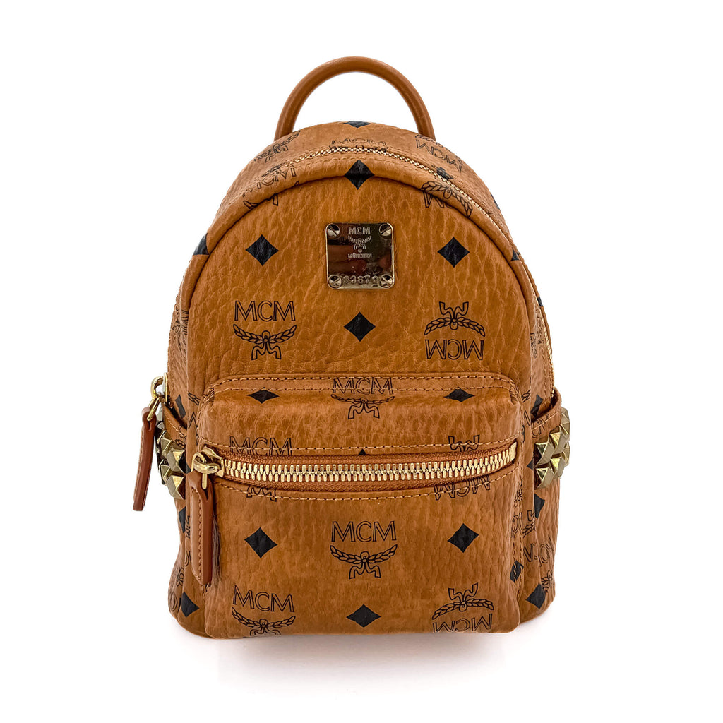 X-Mini Stark Bebe Boo Side Studs Leather Backpack Cognac